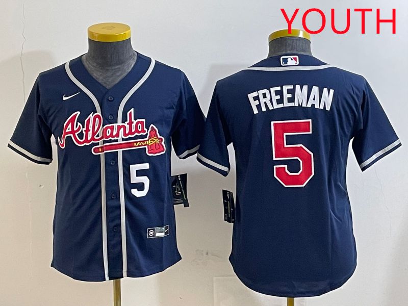 Youth Atlanta Braves #5 Freeman Blue Game 2025 Nike MLB Jersey style 4->youth mlb jersey->Youth Jersey